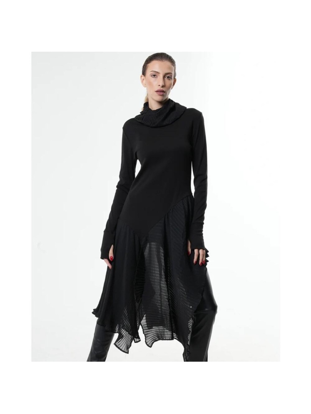 Metamorphoza Black Asymmetric Art Lagenlook Tunic Dress